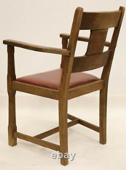 Art Deco Style Solid Oak Armchair Faux Leather Drop In Seat Carved FREE Delivery