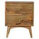 Artisan Furniture Oak-ish Wooden Free Standing 2-drawer Brass Metal Slot Bedside