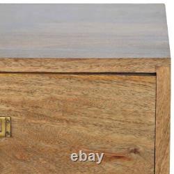 Artisan Furniture Oak-Ish Wooden Free Standing 2-Drawer Brass Metal Slot Bedside