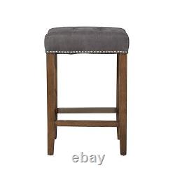 Ash Upholstered Seat Backless Counter Stool 26 Grey FAST + FREE SHIPPING