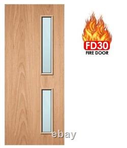 BRANDED Internal Pre-Finished Oak Veneer Glazed FD30 Fire Door 44mm Thickness