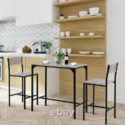 Bar Bistro Table and Stool Set 3 Piece Dining Table Top with Chairs Stool Black