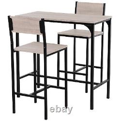 Bar Bistro Table and Stool Set 3 Piece Dining Table Top with Chairs Stool Black