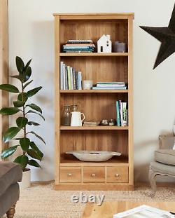 Baumhaus Mobel Oak Large Bookcase with 3 Drawers Solid Oak