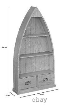 Baysdale Oak Boat Bookcase / Rustic Shelving Unit / Bookshelf Storage Cabinet