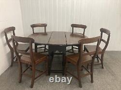 Beautiful Late 16th Century English Solid Oak Gateleg Dining Table & 6 chairs