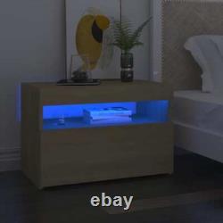 Bedside Cabinet x 2 Floating LED Light Bedroom Table Nightstand Wood Unit Drawer