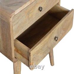 Bedside Table Mango Wood Curved Scandi Side Cabinet Bedroom Storage Solid Oak