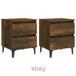 Bedside Table with Drawers Storage Cabinets Bedroom Nightstands Tables Set 2 pcs