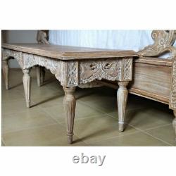 Belle French Weathered Bench Made From Solid Teak Hand Carved Detailing BNT030
