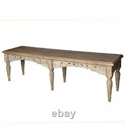Belle French Weathered Bench Made From Solid Teak Hand Carved Detailing BNT030