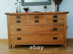 Besp-Oak SOLID OAK Wide Low CHEST OF DRAWERS Lounge, Dining, Bedroom