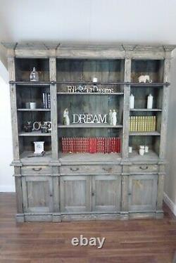 Big Estate Bookcase In A Weathered Oak Finish Large Bookcase With Ladder