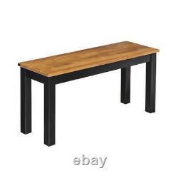 Black Solid Oiled Oak Wooden Dining Kitchen Bench
