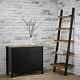 Black Solid Oiled Oak Wooden Lean To Ladder Shelving Unit Stand Book Shelf