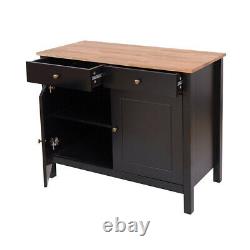 Black Solid Oiled Oak Wooden Sideboard Storage Cabinet Unit