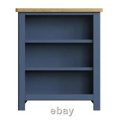 Blue Small Bookcase / Painted Oak Low Wide Book Shelf / Dovedale Mini Bookshelf