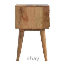 Bone Inlay Bedside Table Solid Wood Nightstand Unit Art Deco Vintage Monochrome