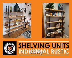 Bookcase Industrial Rustic Shelving Unit Cabinet Shelves Shelf Metal Wood Steel