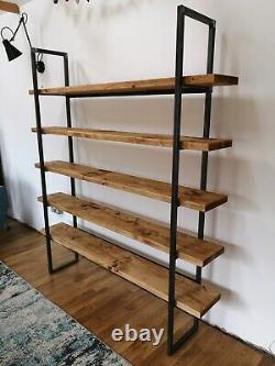 Bookcase Industrial Rustic Shelving Unit Cabinet Shelves Shelf Metal Wood Steel
