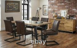 Brooklyn 6 Seat Dining Set Oak and Metal 2 Man Delivery by Appointment