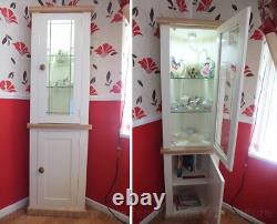 Buckingham Painted Corner Display Cabinet- Solid Oak Top- Bespoke- Ivory