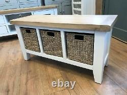 Canterbury White Large Hall Bench / Hall Seat With Drawers / Hall Seat Storage