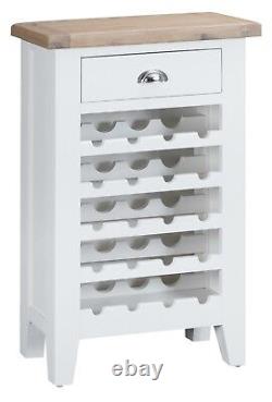 Canterbury White Painted Small Wine Cabinet / White Wine Rack / Holds 20 Bottles