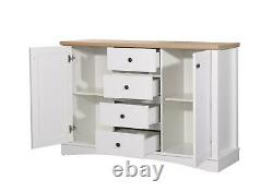 Carden Sideboard 2 Doors 4 Drawers Buffet Storage Cabinet Cupboard White Oak