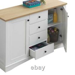 Carden Sideboard 2 Doors 4 Drawers Buffet Storage Cabinet Cupboard White Oak