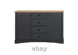 Carden Sideboard 2 Doors 4 Drawers Storage Cabinet Cupboard Dark Grey and Oak