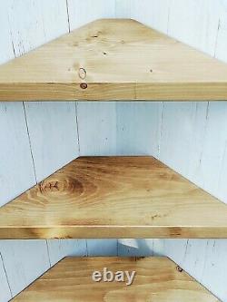 Chunky Rustic Wooden Solid Wood Floating Corner Shelf 3 Larger Sizes /10 Colours