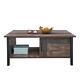 Coffee Table With Drawer And Open Storage Compartment Living Room Rustic Style