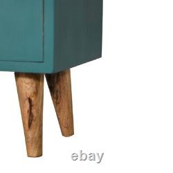 Compact Bedside Table Painted Teal Cabinet Scandinavian Style Wood Unit Cline