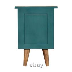 Compact Bedside Table Painted Teal Cabinet Scandinavian Style Wood Unit Cline