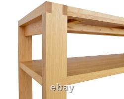 Console Table Solid Oak & Veneer Hallway Sturdy TV Unit Stand W130 D45 H85 Cm