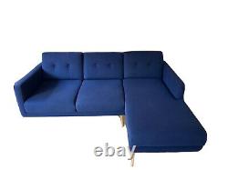 Corner Sofa Right Hand Side-2 Seater section+chaise in Navy blue wool fabric