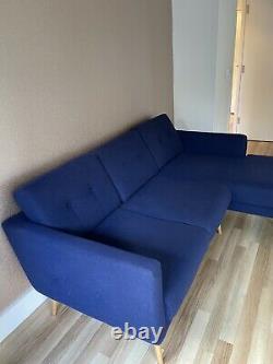 Corner Sofa Right Hand Side-2 Seater section+chaise in Navy blue wool fabric