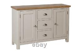 Country Grey Oak 2 Door 3 Drawer Sideboard / Solid Wood Side Cabinet Cupboard
