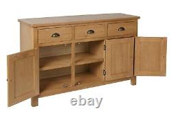 Country Oak 3 Door Sideboard / Solid Wood Cupboard Storage Cabinet Side Unit