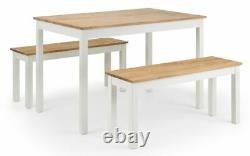 Coxmoor Dining Set White & Oak Dining Table & 2 Benches By Julian Bowen