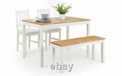 Coxmoor Dining Set White & Oak Dining Table, Bench & 2 Chairs By Julian Bowen