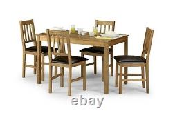 Coxmoor Solid Oak Dining Set with 4 Brown PU Leather Chairs Extra chairs option