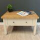 Cream Painted Oak Coffee Table / Cotswold / Storage Drawers / Solid Wood / New