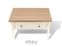 Cream Painted Oak Coffee Table / Cotswold / Storage Drawers / Solid Wood / New