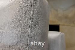 Cricket II New Silver Grey' Soft Leather XL Snug Chair + Weathered Oak Feet