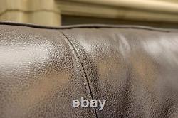 Cricket New Premium'Graphite' Soft Leather 4 Seat Sofa + Weathered Oak Feet