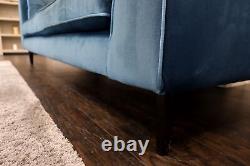 Cricket New'Teal Velvet' Soft Fabric 4 Seat Sofa + Weathered Medium Oak Feet