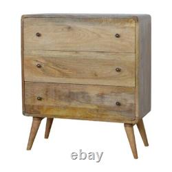 Curved Chest of Drawers Sideboard Bedroom Living Room 3 Drawers Solid Wood