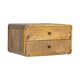 Curved Wall Mounted Floating Oak-ish Bedside 2 Drawers Solid Wood